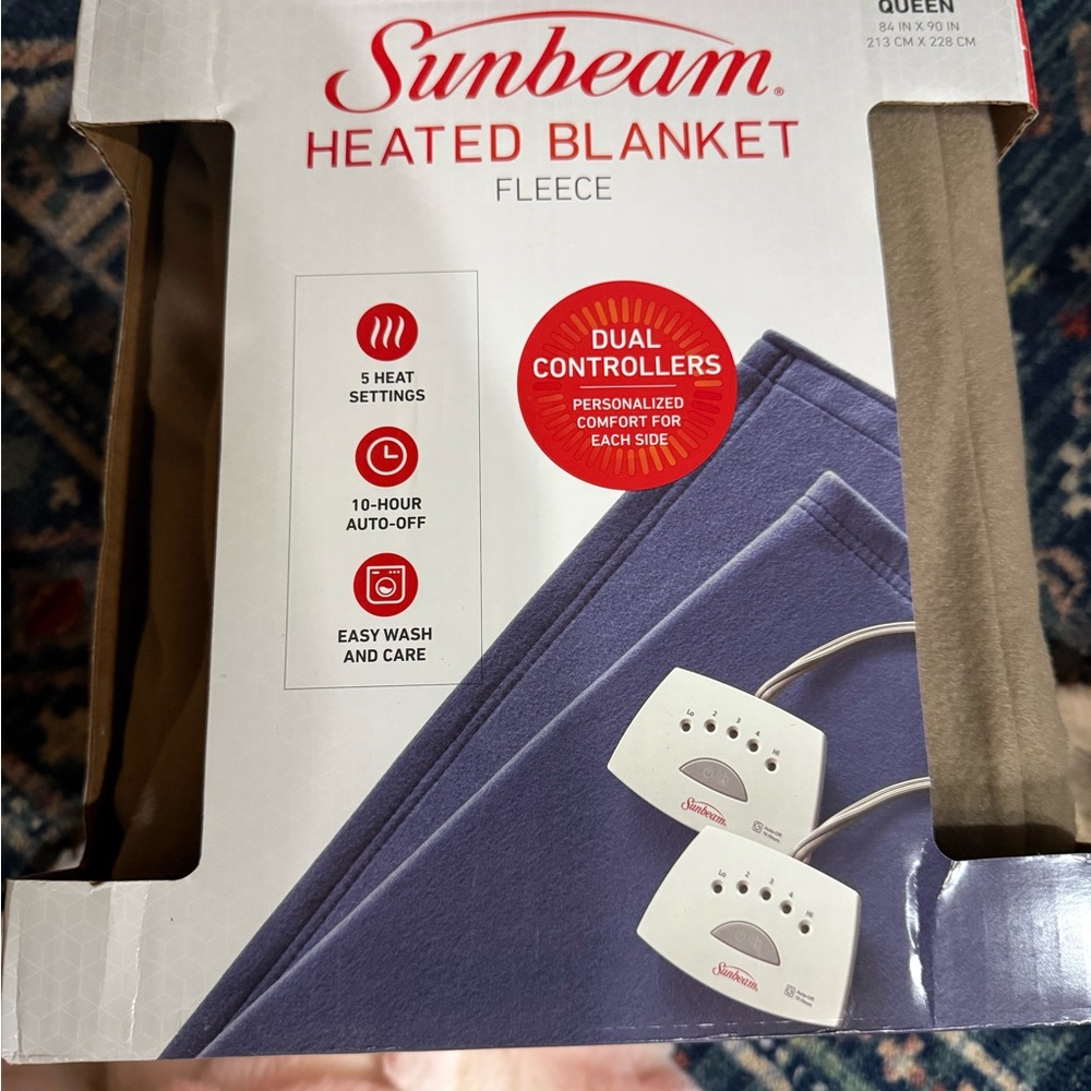 Sunbeam Heated Queen Blanket with Dual Controllers